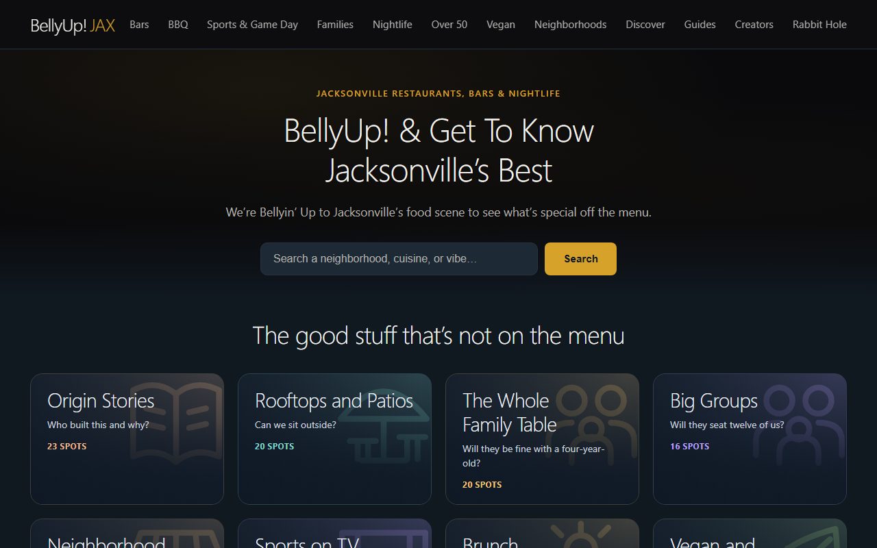 bellyupjax.com homepage screenshot